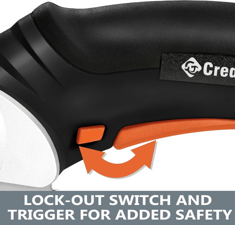 Creddux Cordless Electric Scissors, 4.2V Cardboard Cutter Tool for Cardboard Carpet Leather Packages Plastic with Rechargeable Battery Black - Image 4
